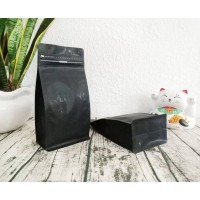 12 Oz Flat Bottom Pull Tab Matte Black Wide Resealable Zipper Box Coffee Pouch Bag With Valve